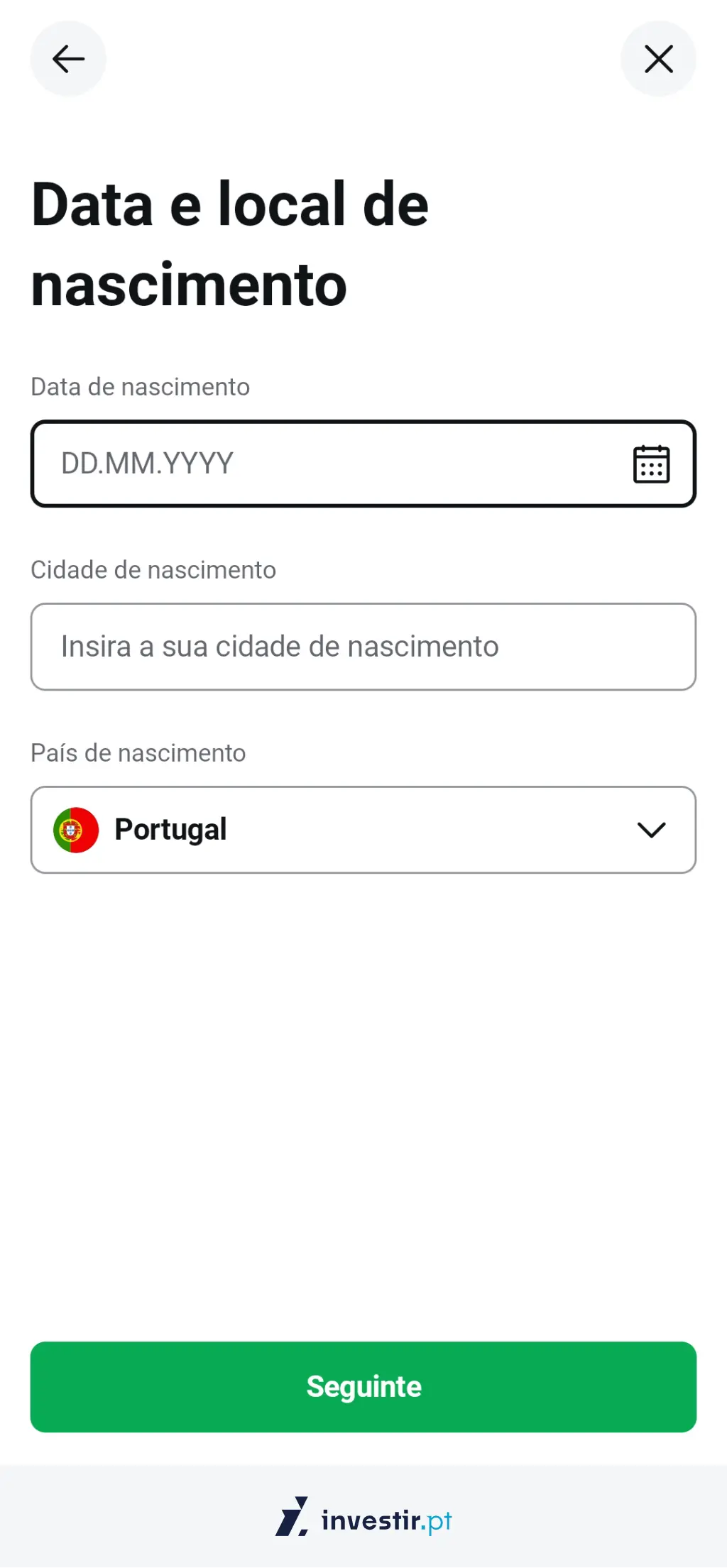 10. Data e local de nascimento