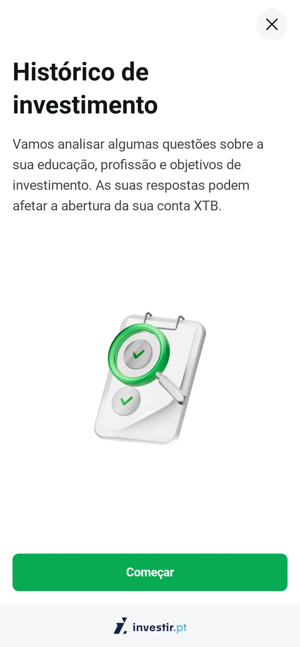 15. Questionário sobre experiência de investimento