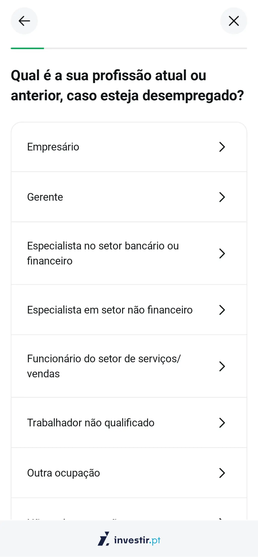 17. Indica a tua profissão