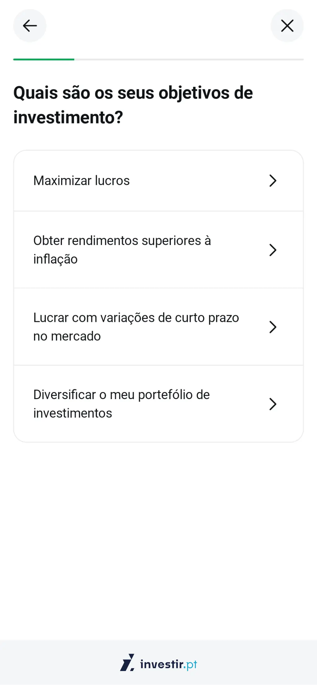 18. Objetivos de investimento