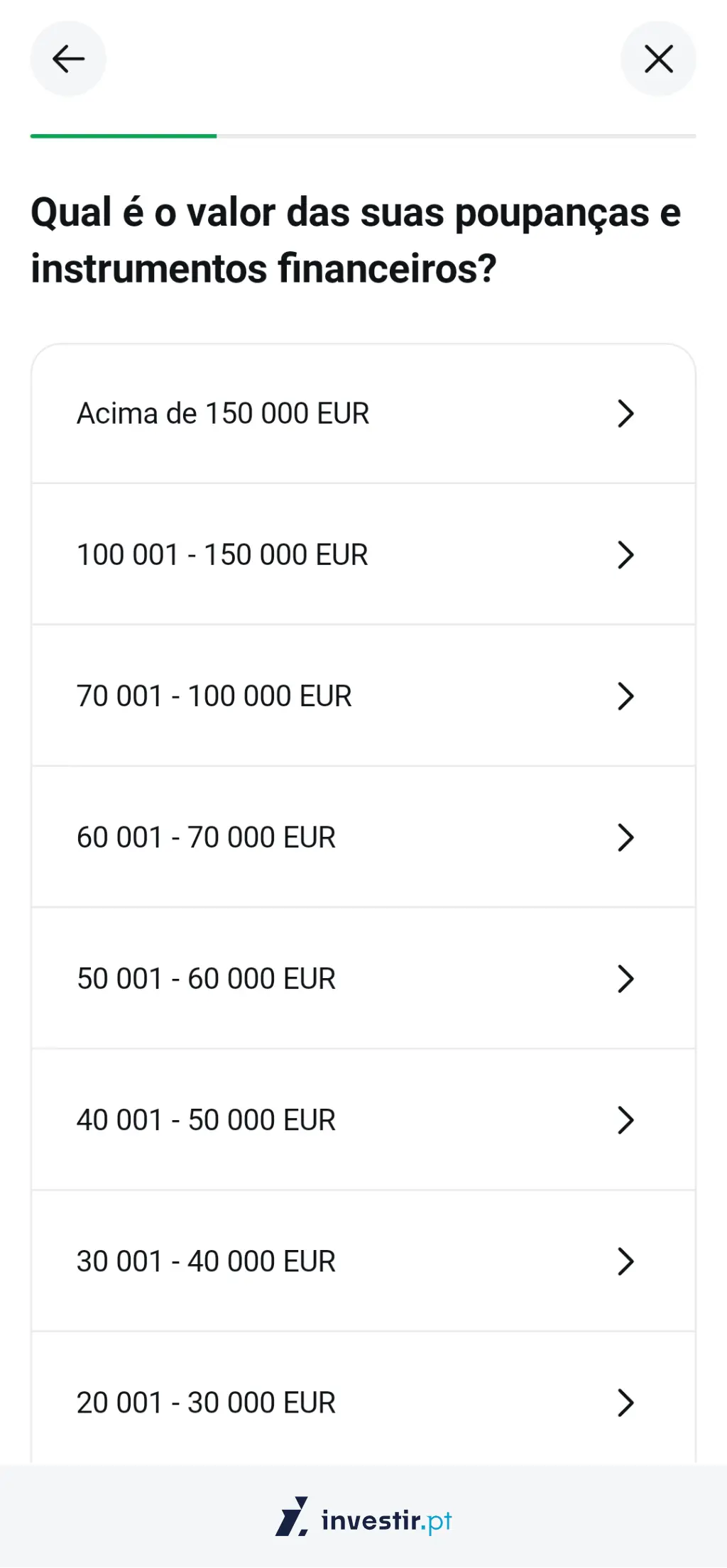 19. Indica o valor das tuas poupanças e investimentos