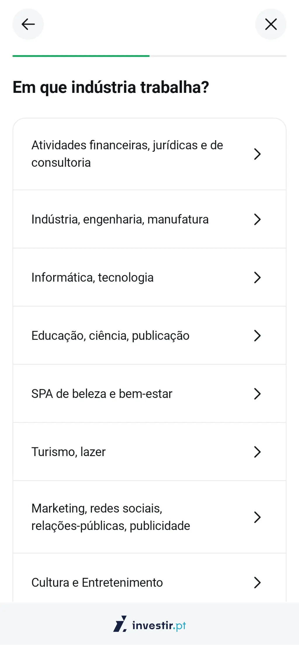 22. Em que indústria trabalhas?
