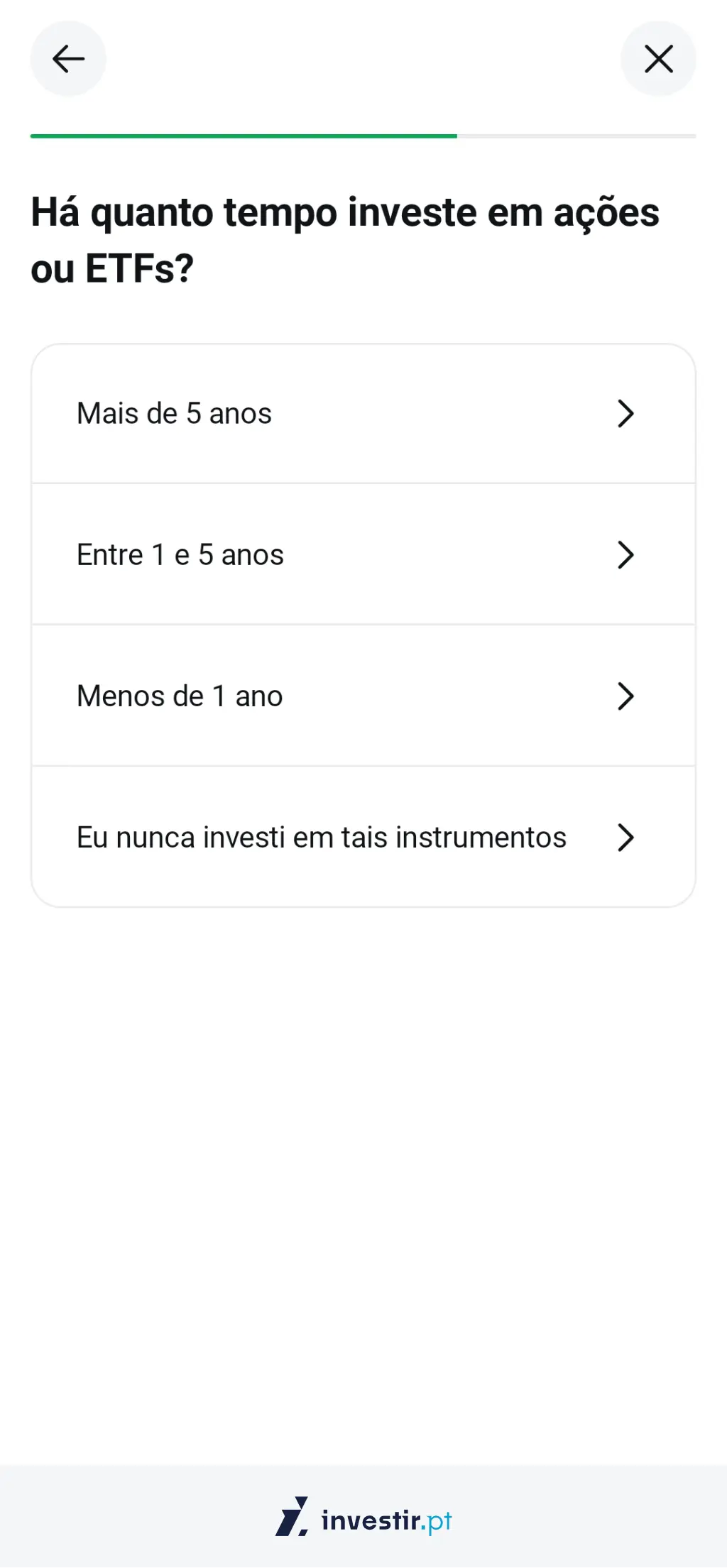 24. Experiência em ações ou ETFs