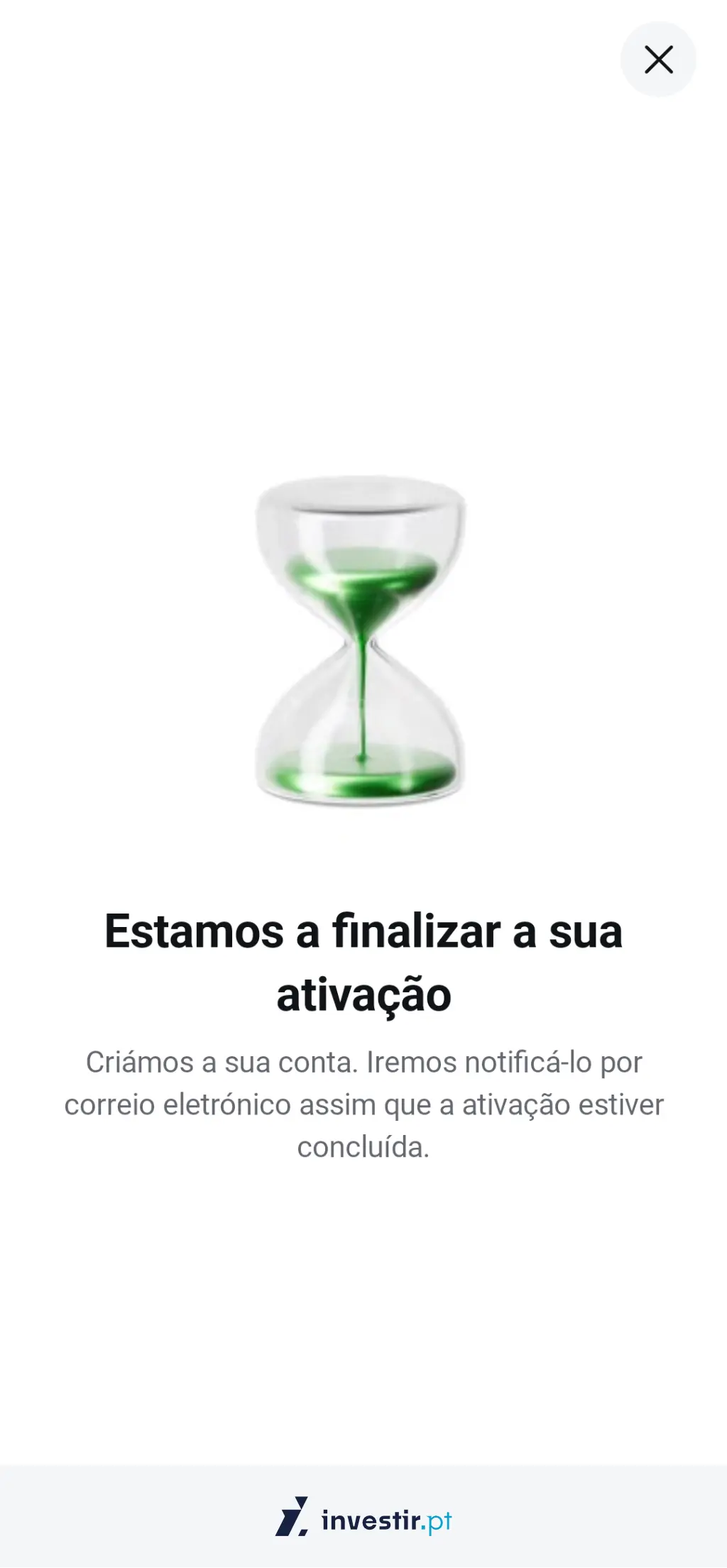 32. A conta está a ser ativada