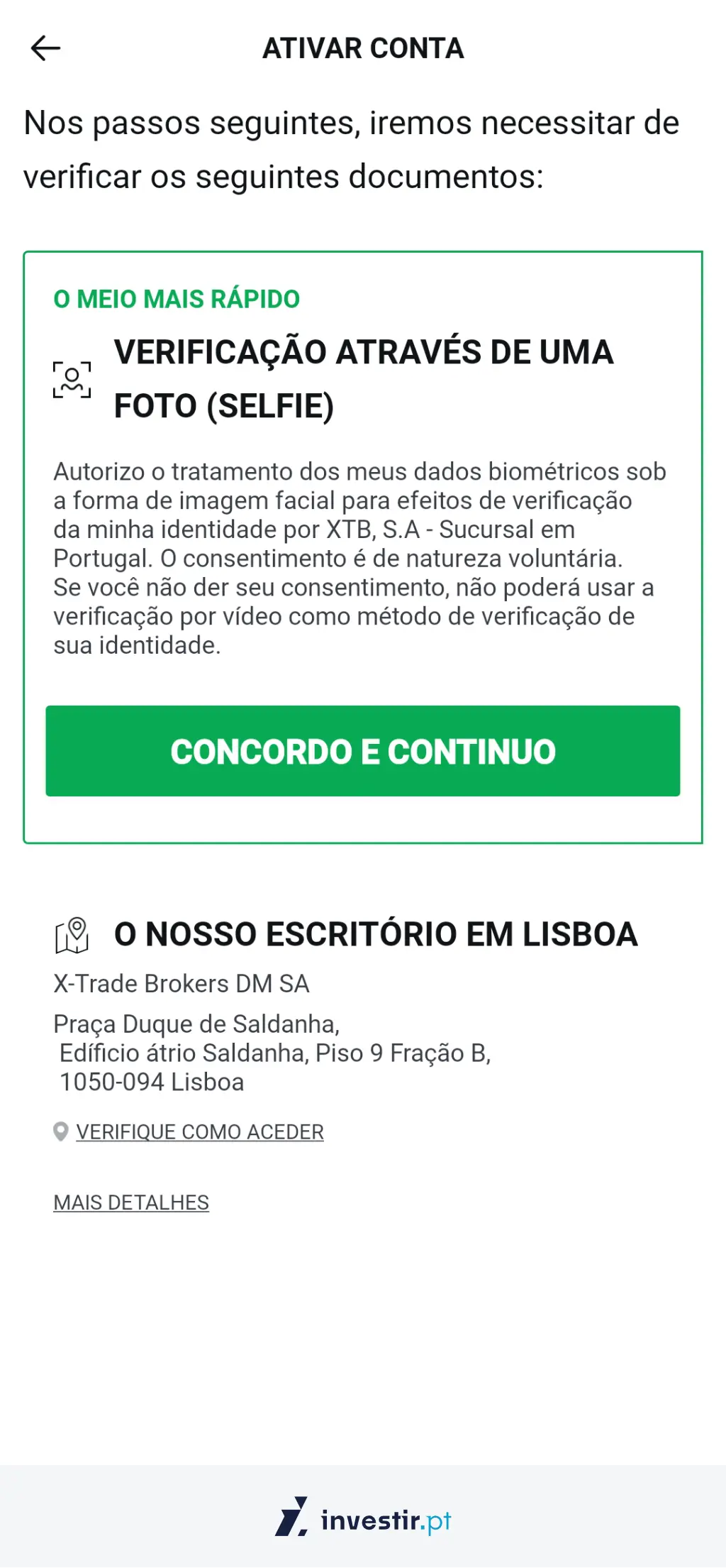 2. Escolher o método de verificação