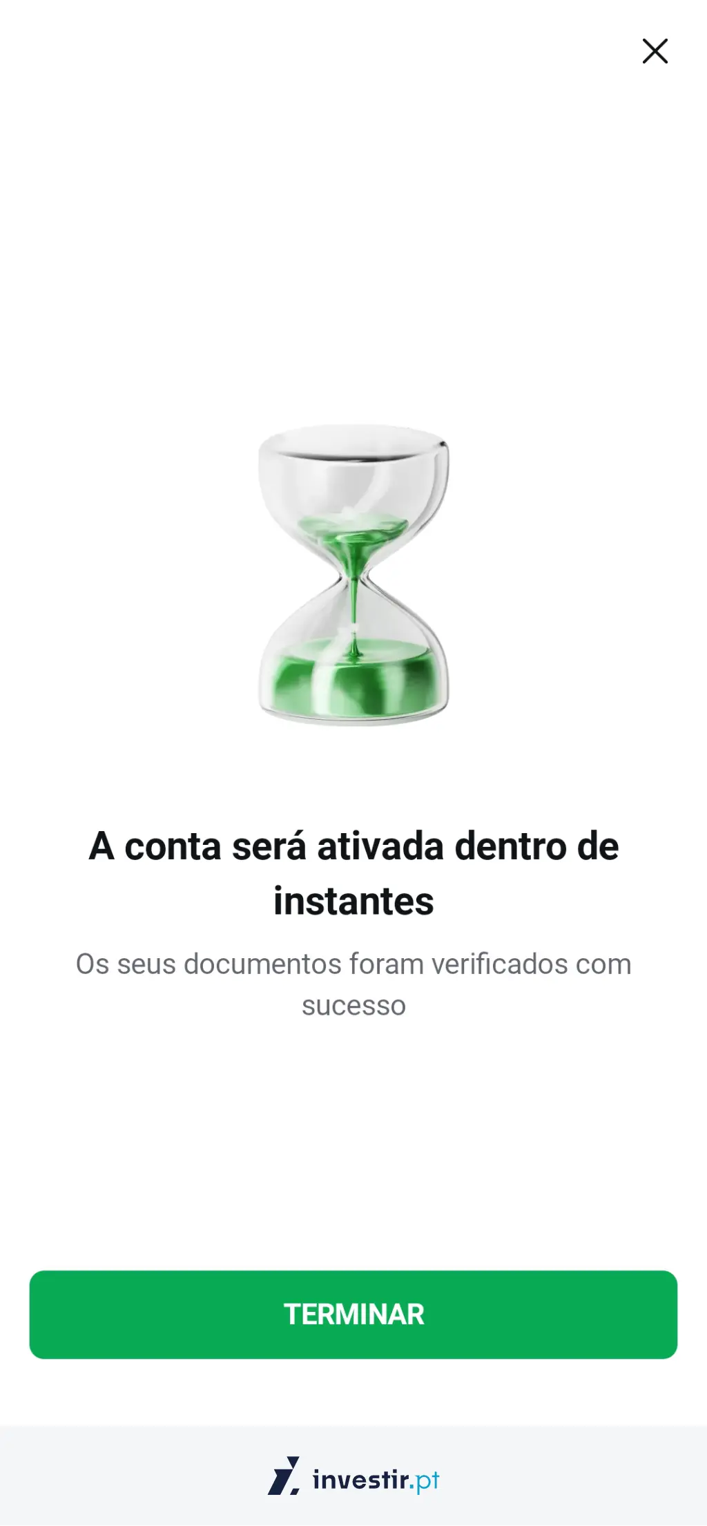 9. Conta em fase final de ativação