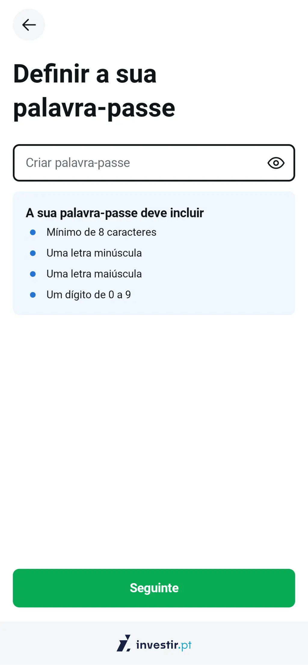 4. Cria a tua palavra-passe